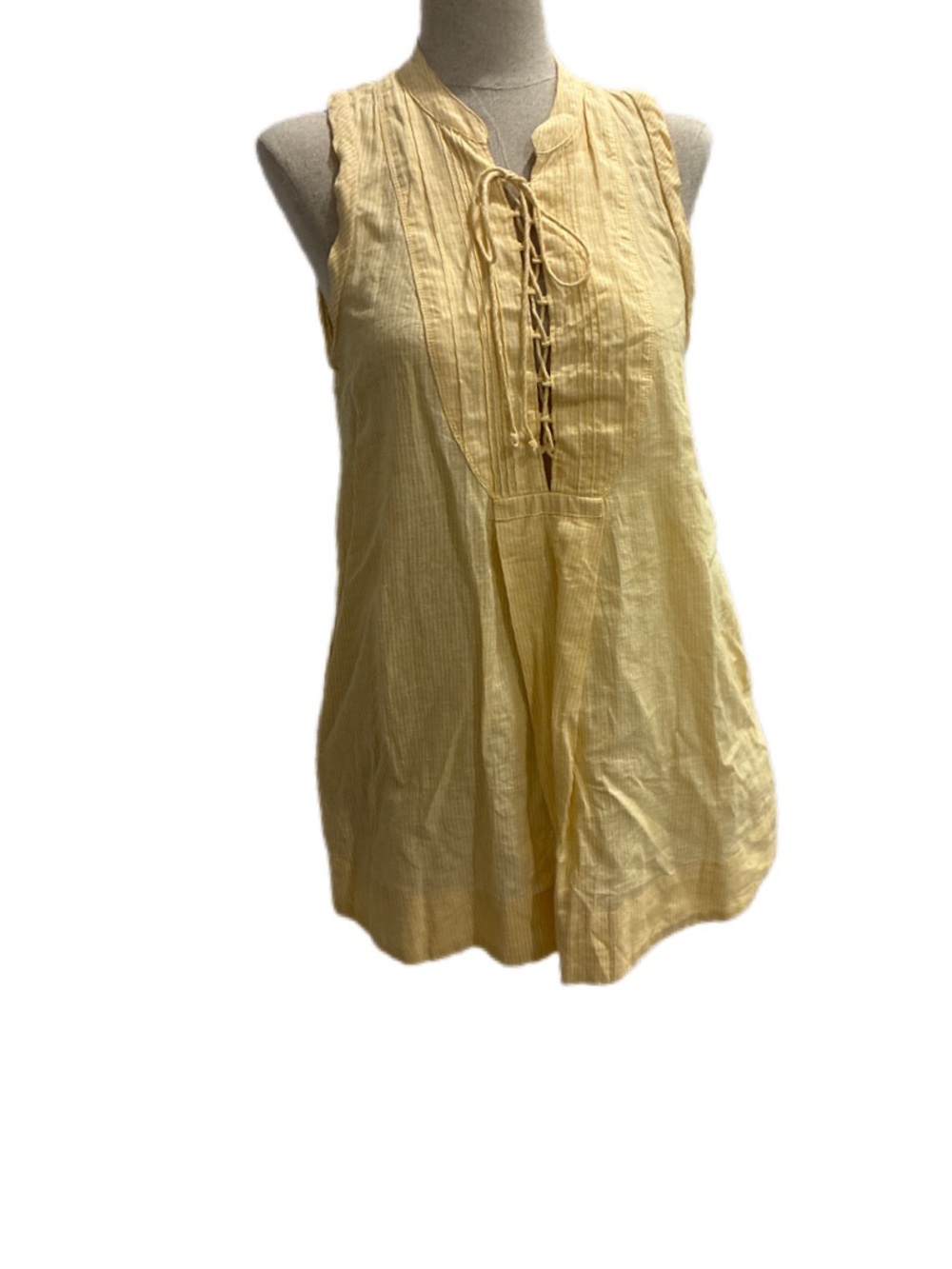 Free People Yellow Sleeveless Lace-Up Tunic
